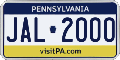 PA license plate JAL2000