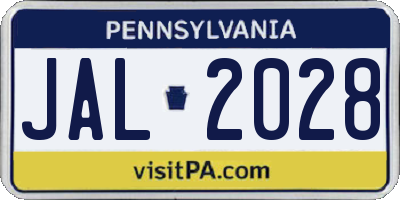 PA license plate JAL2028
