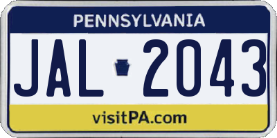 PA license plate JAL2043