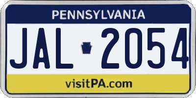 PA license plate JAL2054