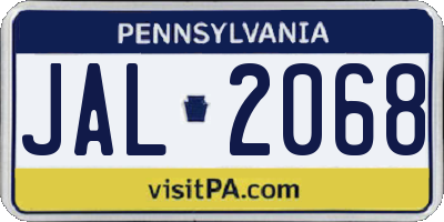 PA license plate JAL2068