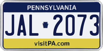 PA license plate JAL2073