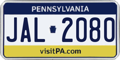 PA license plate JAL2080