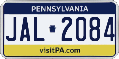 PA license plate JAL2084