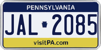 PA license plate JAL2085