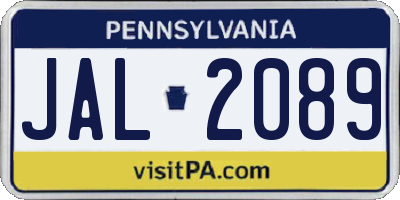 PA license plate JAL2089