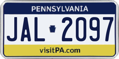PA license plate JAL2097