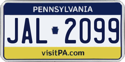 PA license plate JAL2099