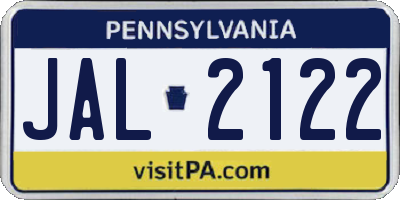 PA license plate JAL2122
