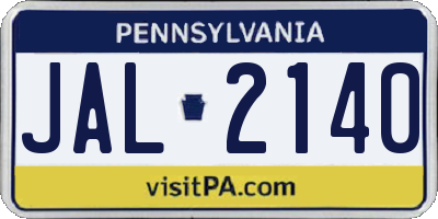 PA license plate JAL2140