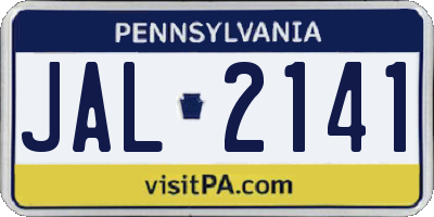 PA license plate JAL2141