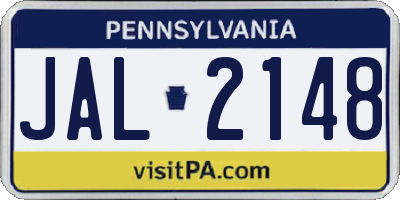 PA license plate JAL2148