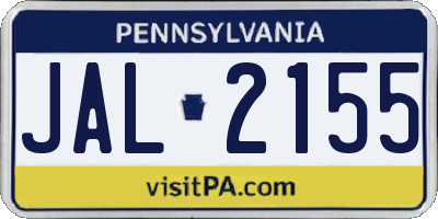PA license plate JAL2155