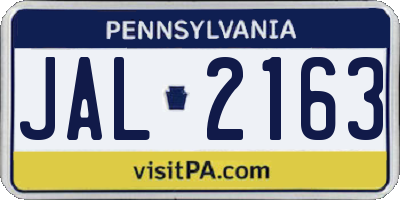 PA license plate JAL2163