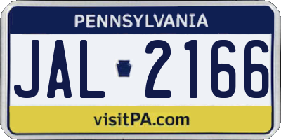 PA license plate JAL2166