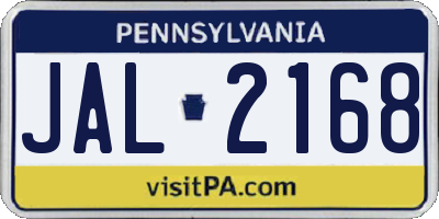 PA license plate JAL2168