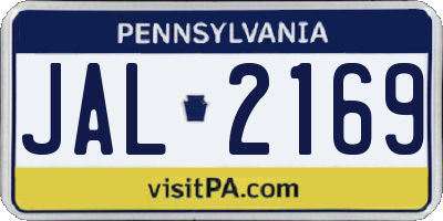 PA license plate JAL2169