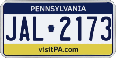 PA license plate JAL2173