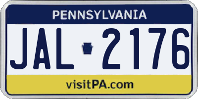 PA license plate JAL2176