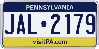 PA license plate JAL2179