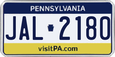 PA license plate JAL2180