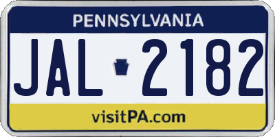 PA license plate JAL2182