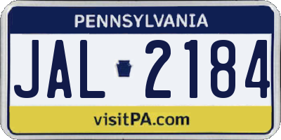 PA license plate JAL2184