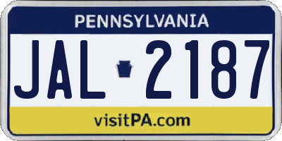 PA license plate JAL2187