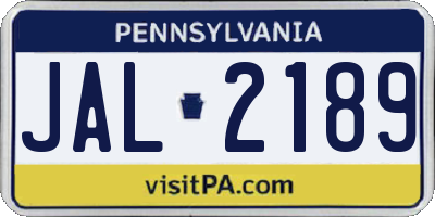 PA license plate JAL2189