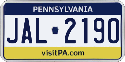 PA license plate JAL2190