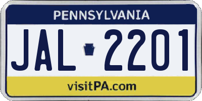 PA license plate JAL2201