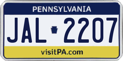 PA license plate JAL2207