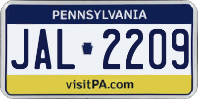 PA license plate JAL2209