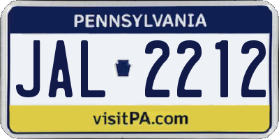 PA license plate JAL2212