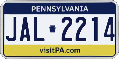 PA license plate JAL2214