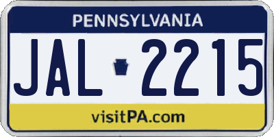 PA license plate JAL2215