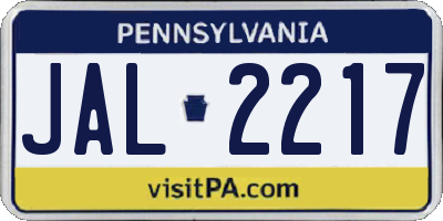 PA license plate JAL2217