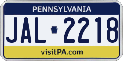 PA license plate JAL2218