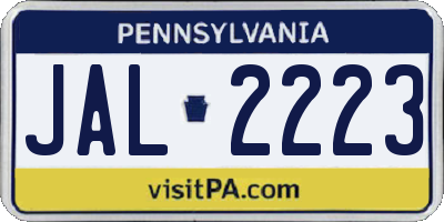 PA license plate JAL2223