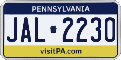 PA license plate JAL2230