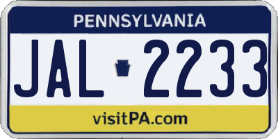 PA license plate JAL2233