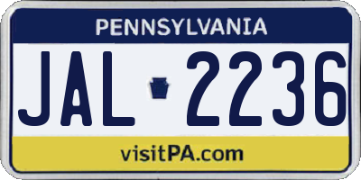 PA license plate JAL2236