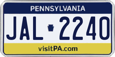 PA license plate JAL2240