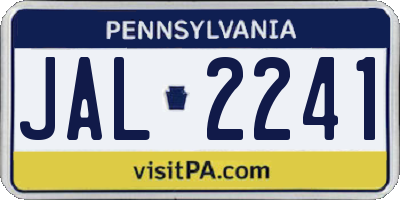 PA license plate JAL2241