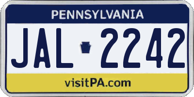 PA license plate JAL2242