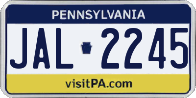 PA license plate JAL2245