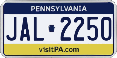 PA license plate JAL2250
