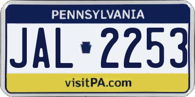 PA license plate JAL2253