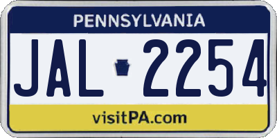 PA license plate JAL2254