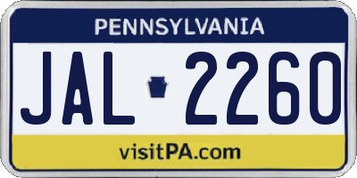 PA license plate JAL2260